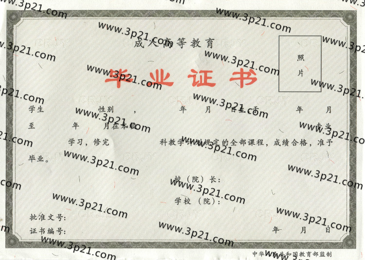 成人成教毕业证样本