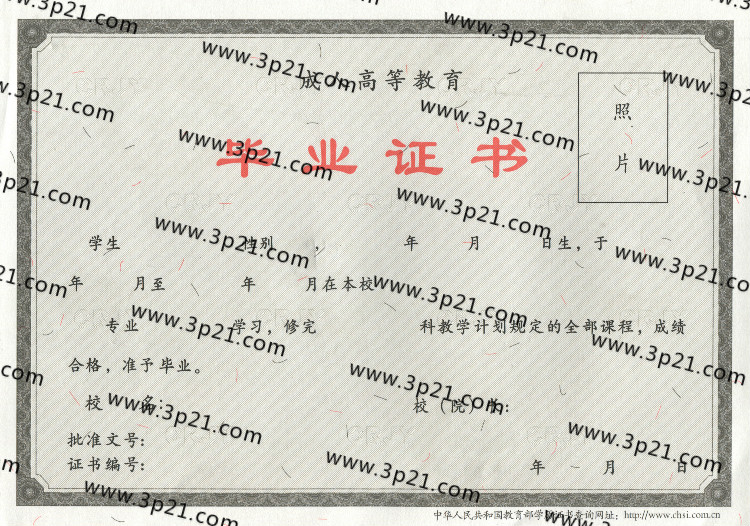 成人成教毕业证样本