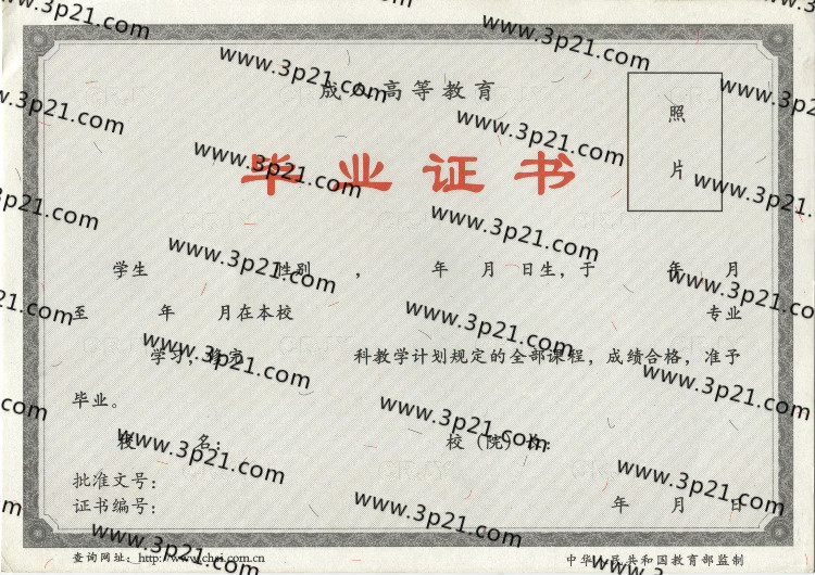 成人成教毕业证样本