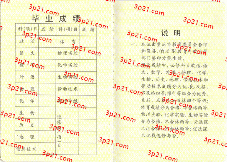 历届重庆市高中毕业证样本图片