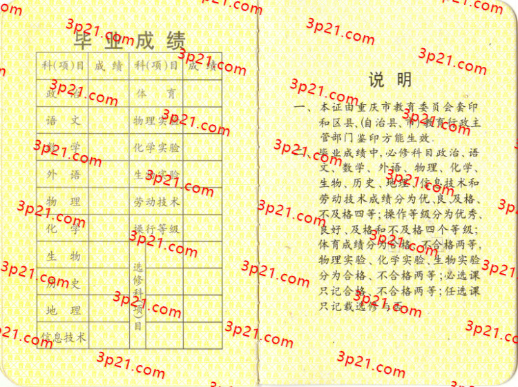 历届重庆市高中毕业证样本图片