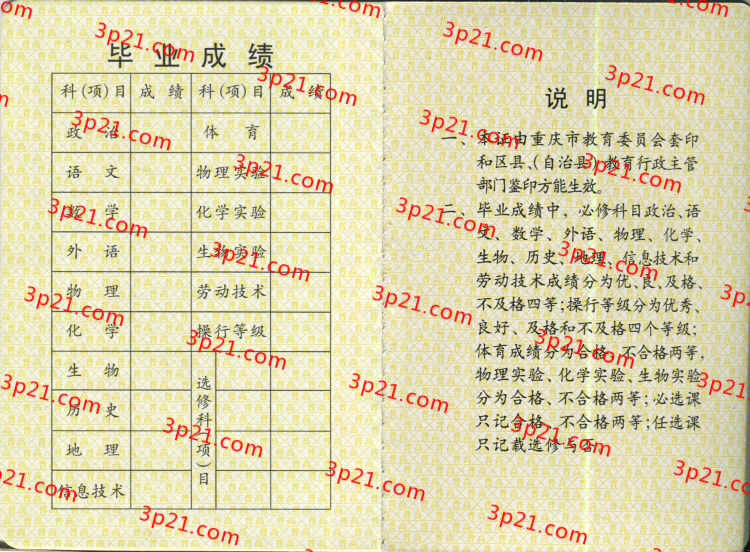 历届四川省高中毕业证样本图片