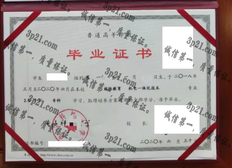 电子科技大学毕业证样本