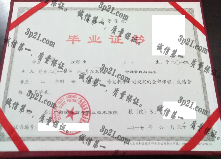 广西国际商务职业技术学院毕业证样本