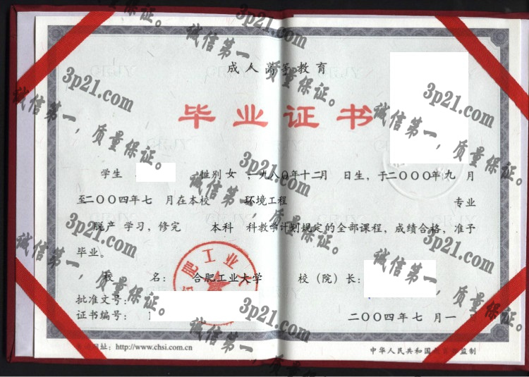 合肥工业大学毕业证样本