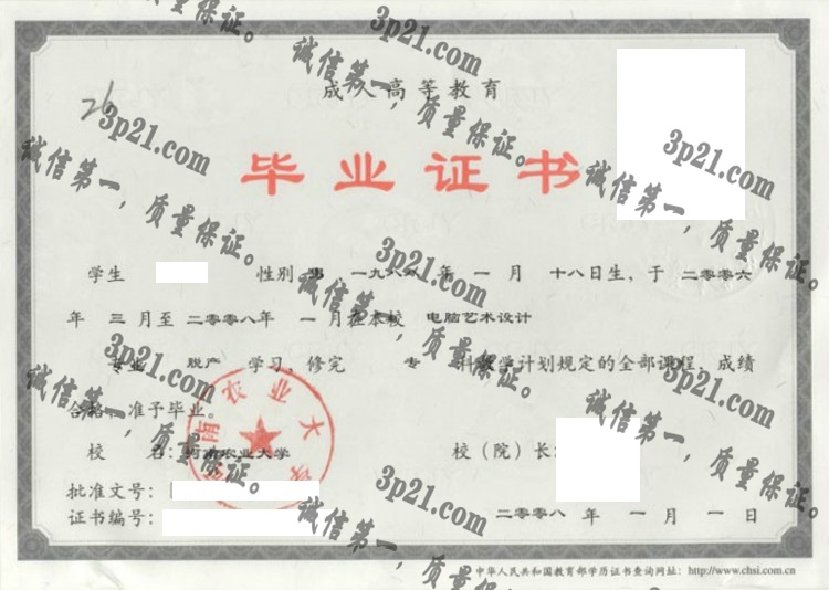 河南农业大学毕业证样本