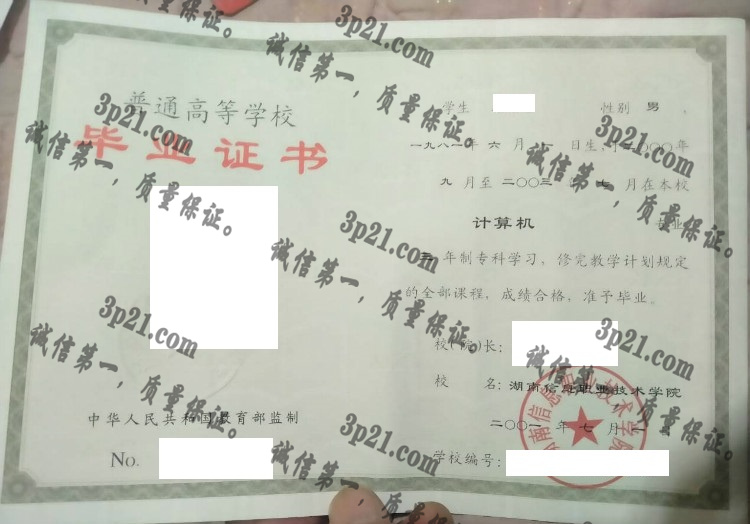 湖南信息职业技术学院毕业证样本