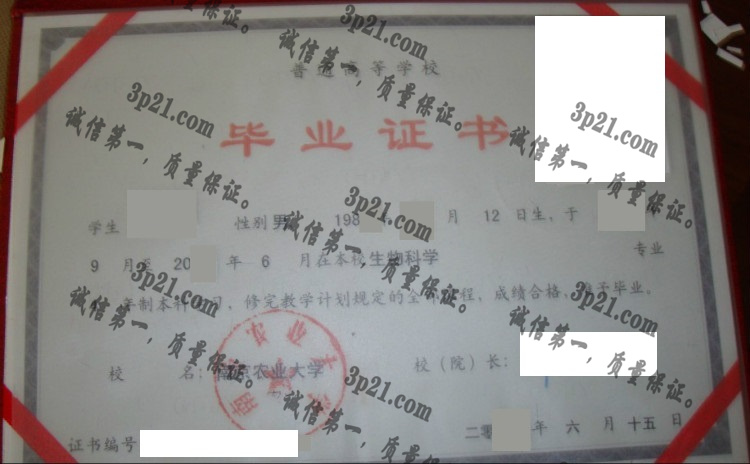 南京农业大学毕业证样本