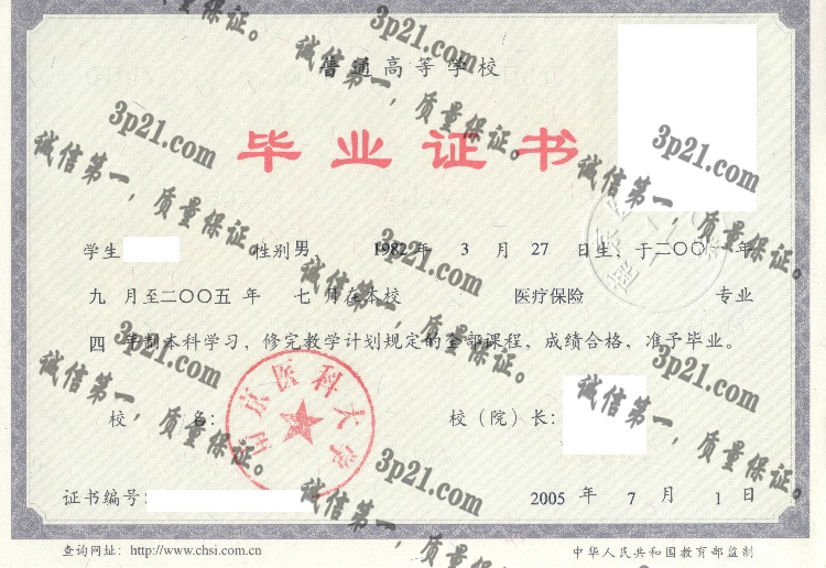 南京医科大学毕业证样本