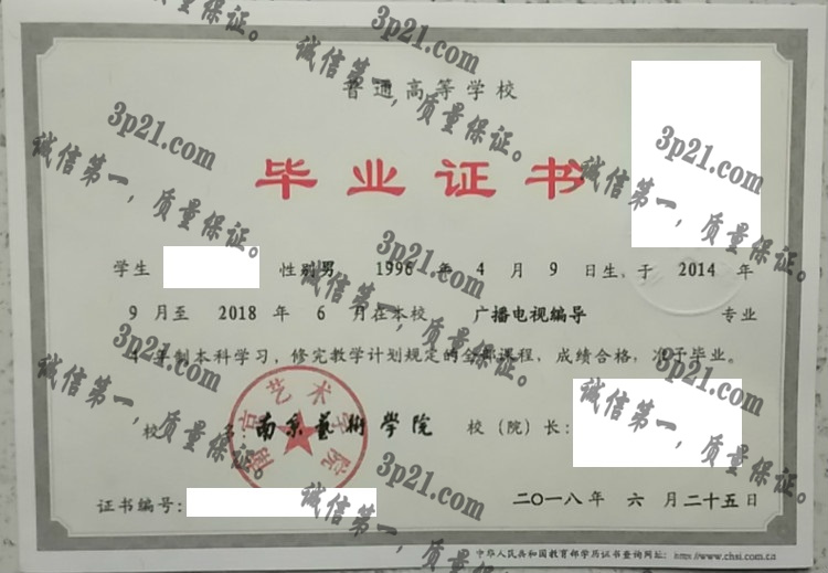 南京艺术学院毕业证样本