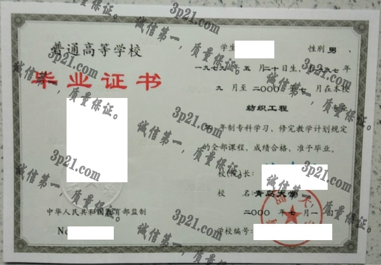 青岛大学毕业证样本