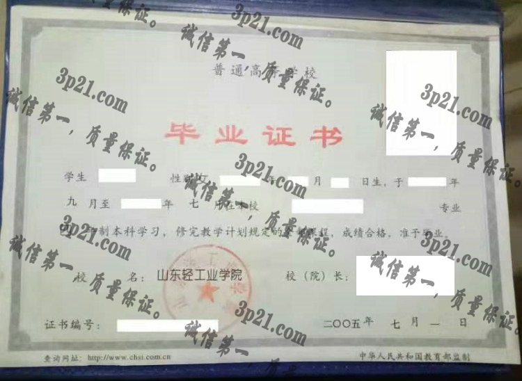 山东轻工业学院毕业证样本