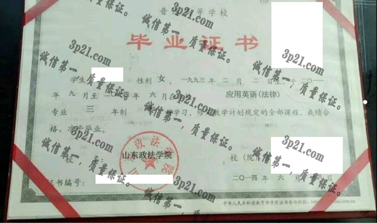 山东政法学院毕业证样本