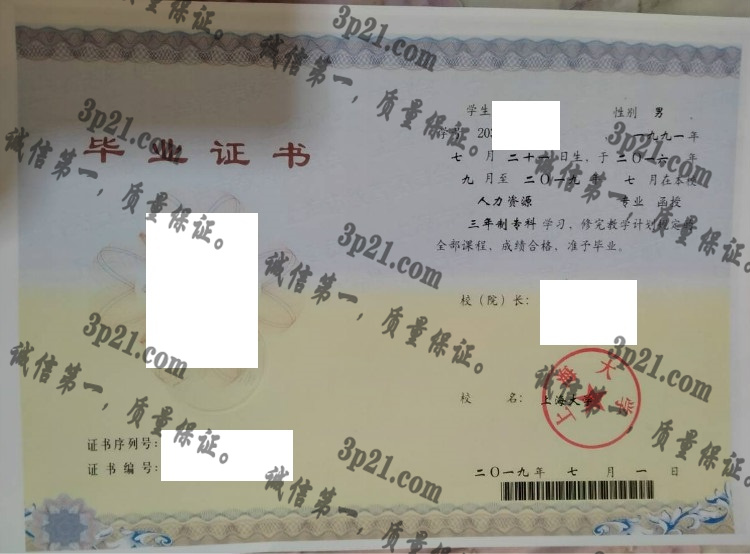 上海大学毕业证样本