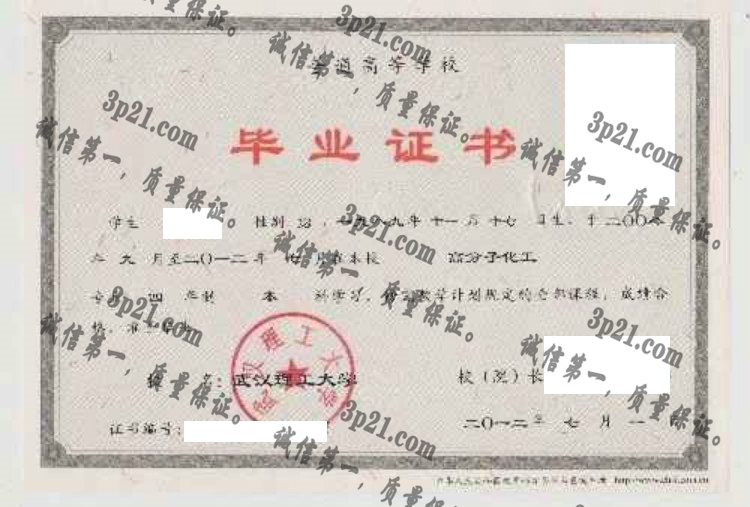 武汉理工大学毕业证样本