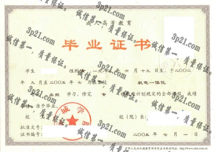 运城学院毕业证样本