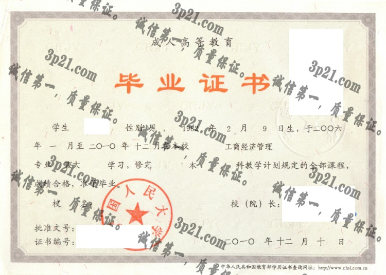 中国人民大学毕业证样
