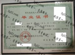 中国人民解放军石家庄机械化步兵学院毕业证样本